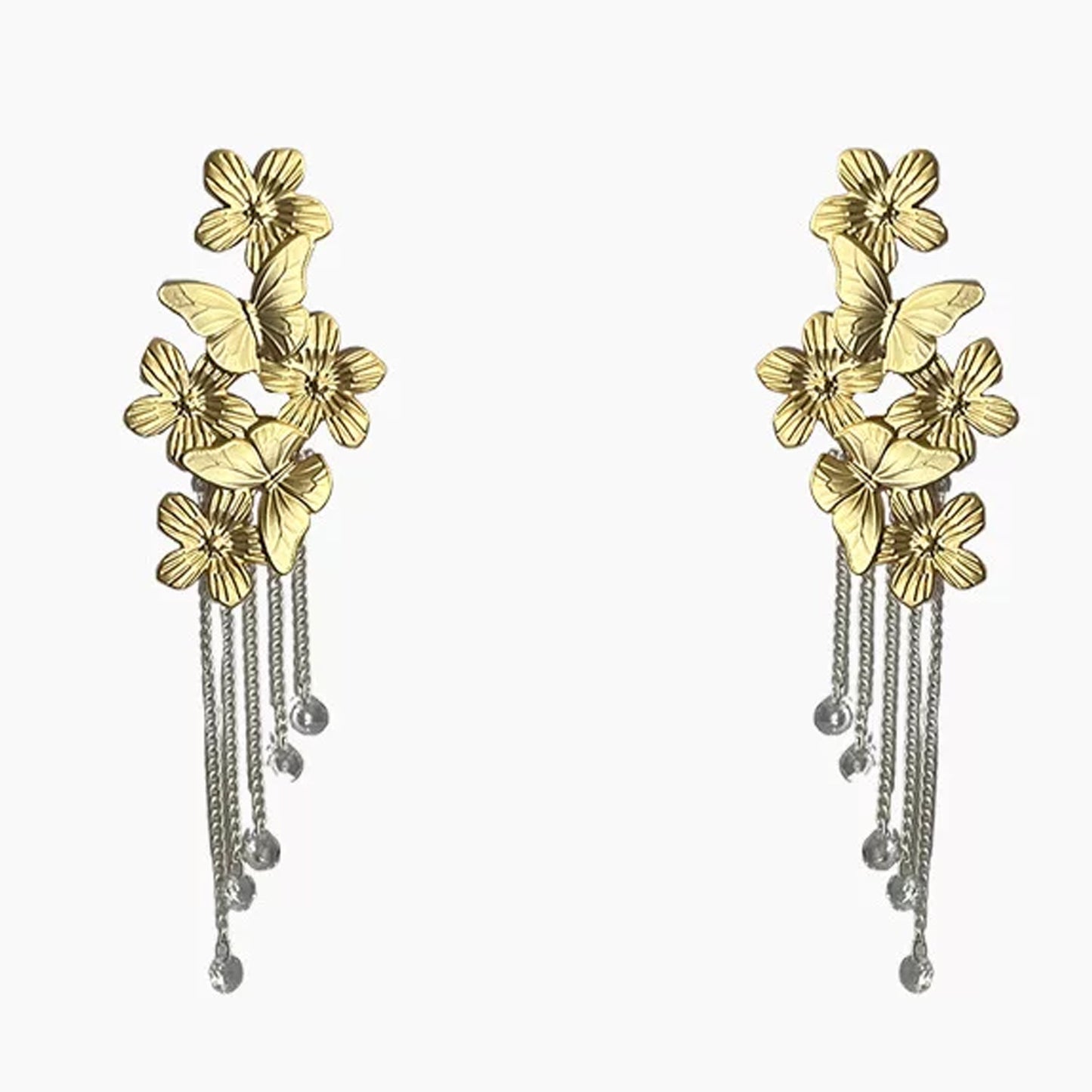 French Butterfly Flower Chain Tassel Crystal Palace Style Pendants