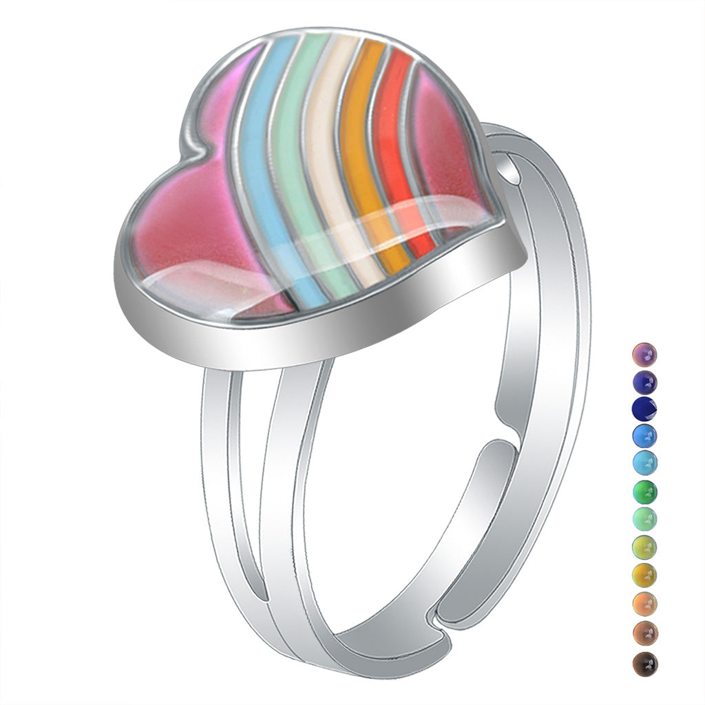 Fashion Sweet Heart Love Temperature Change Ring