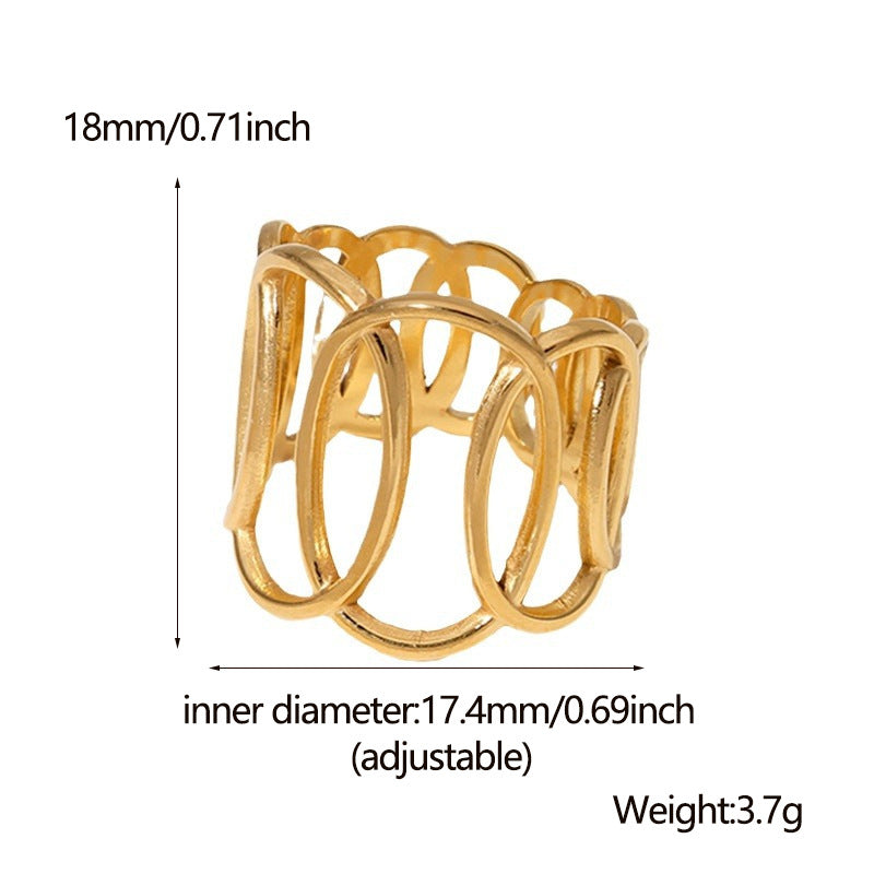 Exaggerated Personalized Open Titanium Steel Female Rings