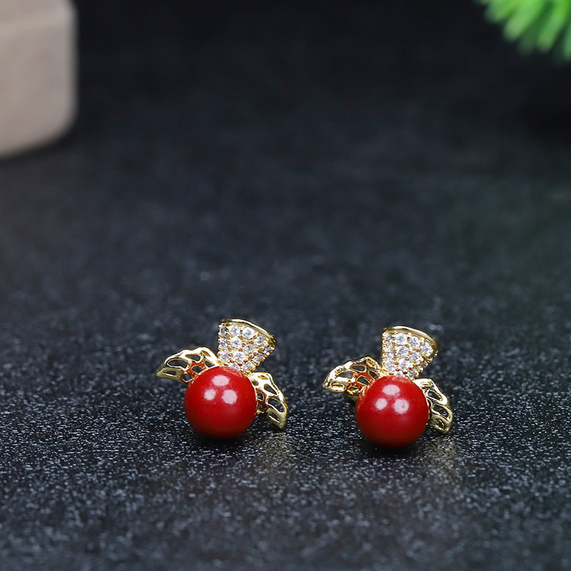 Women's Cinnabar Birthday Gift Raw Ore Simple National Style Rings