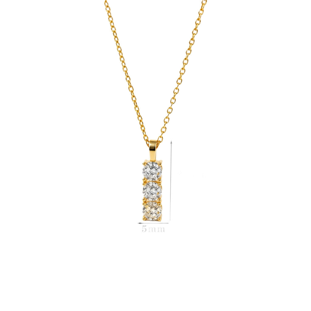 Women's Luxury Style Three Diamond Zircon Copper Simple Fashion High-grade Clavicle Necklaces