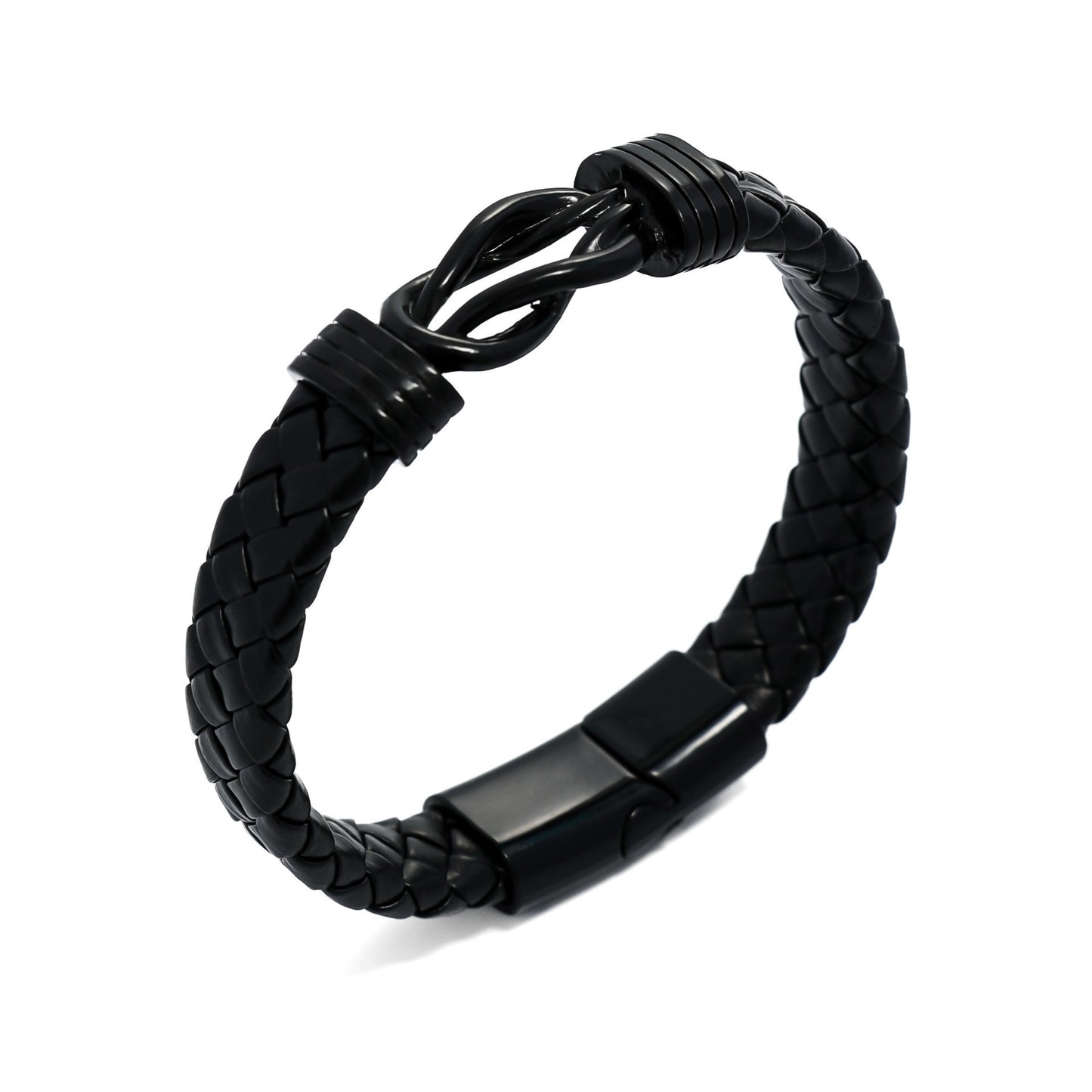 Men's Cross Leather Handmade Braided Rope Magnetic Bracelet