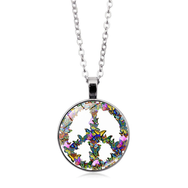 Women's Flower Peace Logo Time Stone For Vintage Necklaces