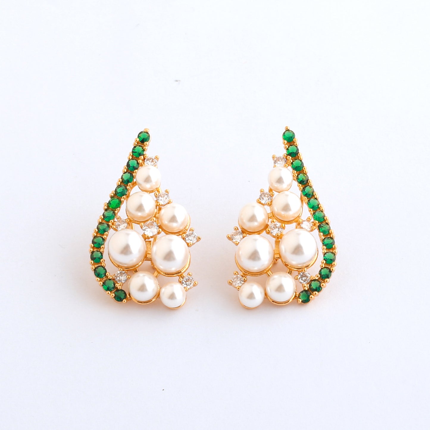 Real Gold Gaanized Enamel Diamond Retro Earrings