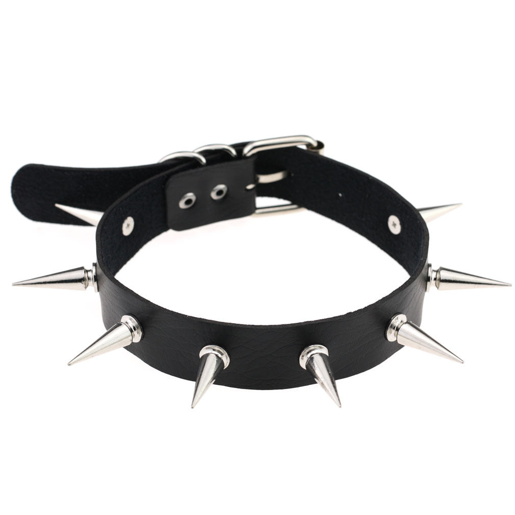 Nightclub Leather Creative Rivet Pointed Nail Collar