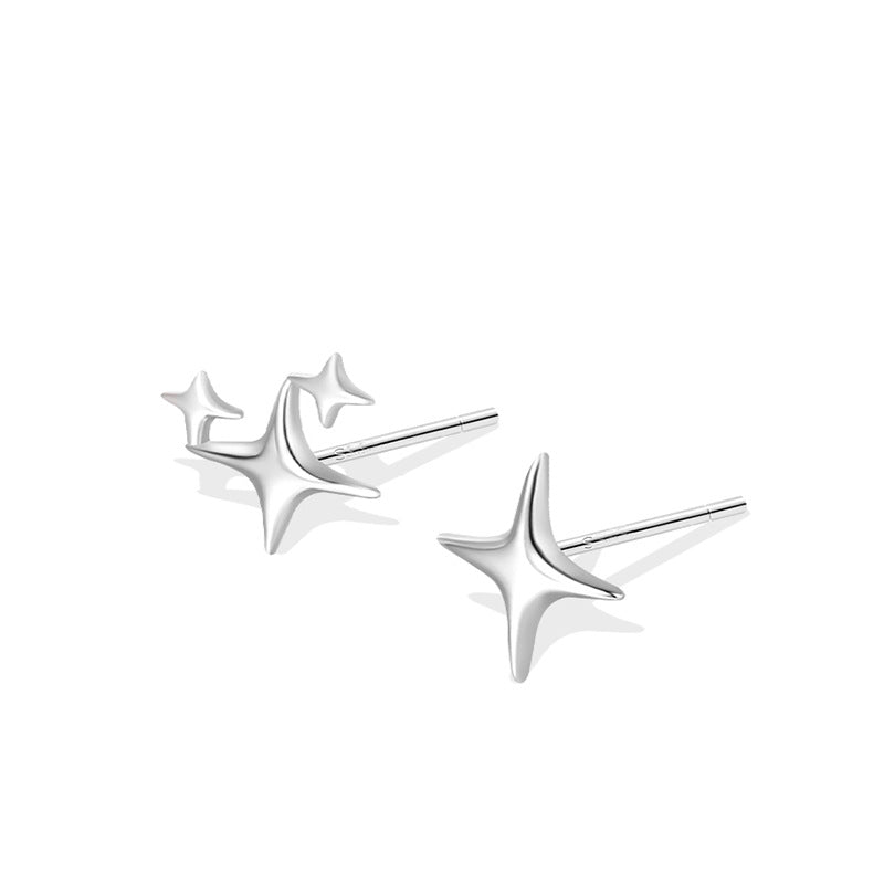 Women's Ear Sterling Sier Dotted Stars Unique Earrings