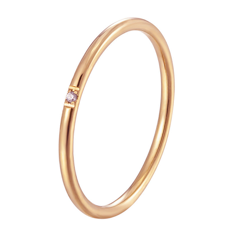 With Diamond Simple Design Female Titanium Ring