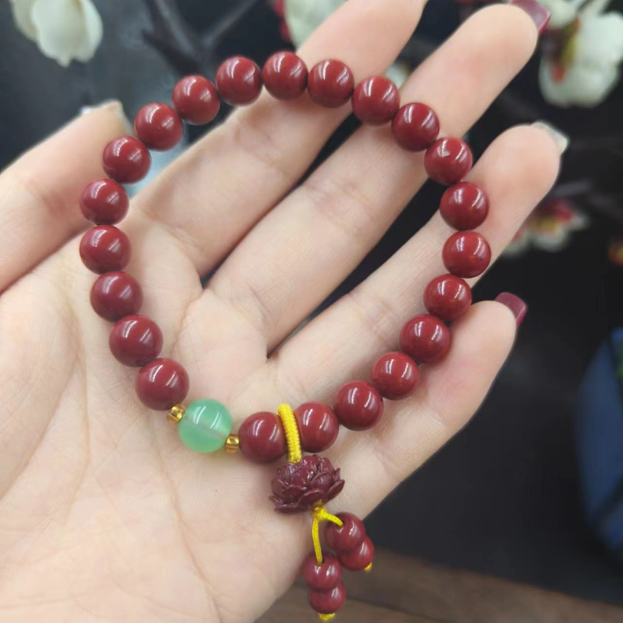 Women's & Men's Cinnabar Purple Gold Sand Single Circle Simple Buddha Beads Light Bracelet
