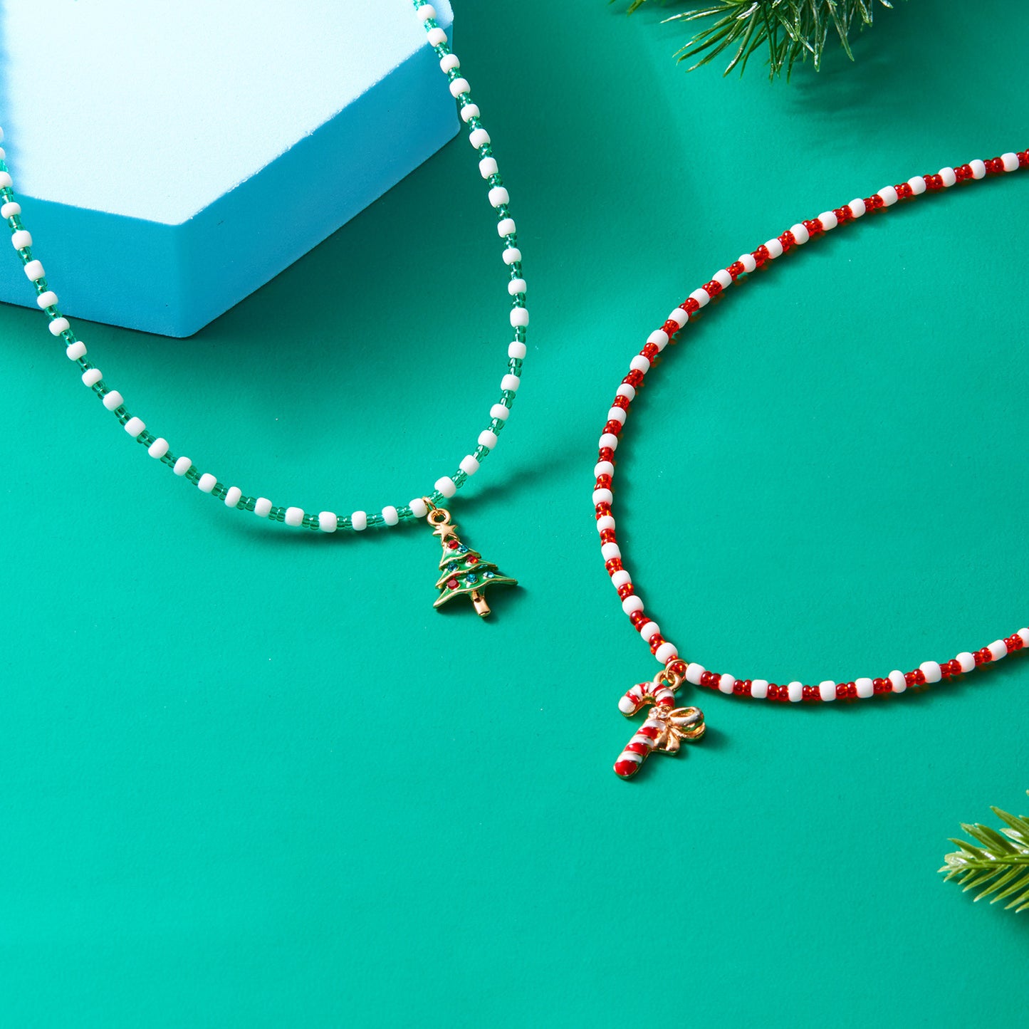 Women's Beaded Fashionable Christmas Tree Santa Claus Necklaces
