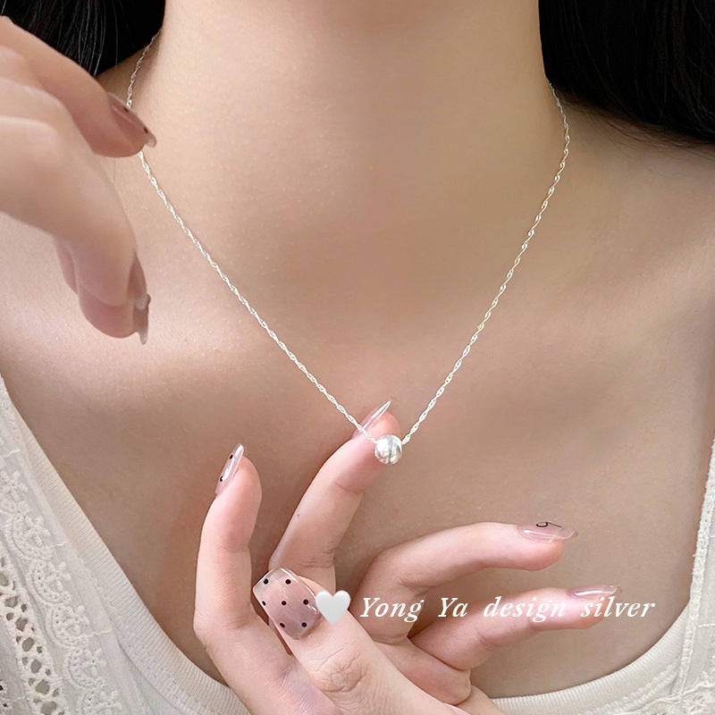 Temperament Single Brushed Beads Personality Ball Clavicle Chain Necklaces