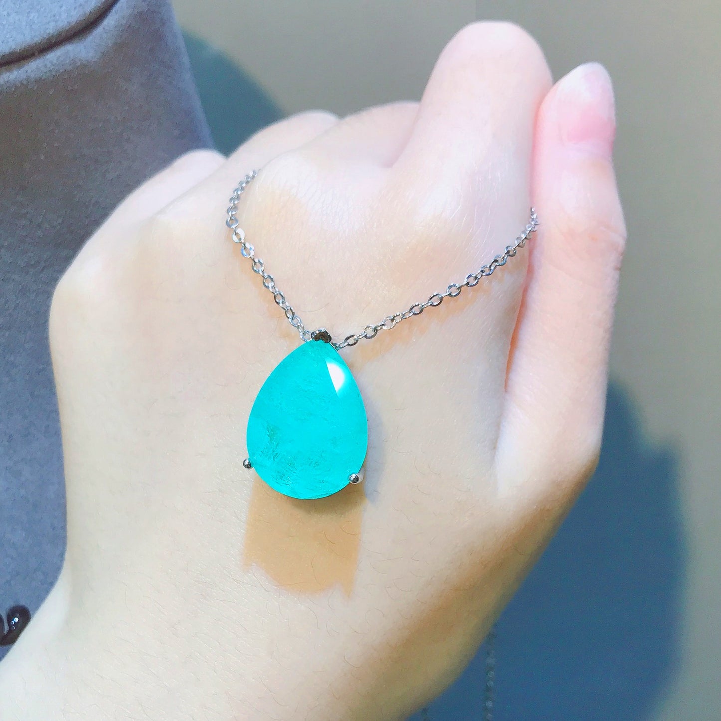 Women's Live Broadcast Emerald Pear-shaped Ear Simple Jewelry Set