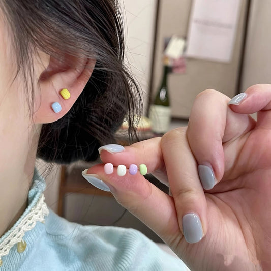 Sweet Macaron Female Color Small Versatile Earrings