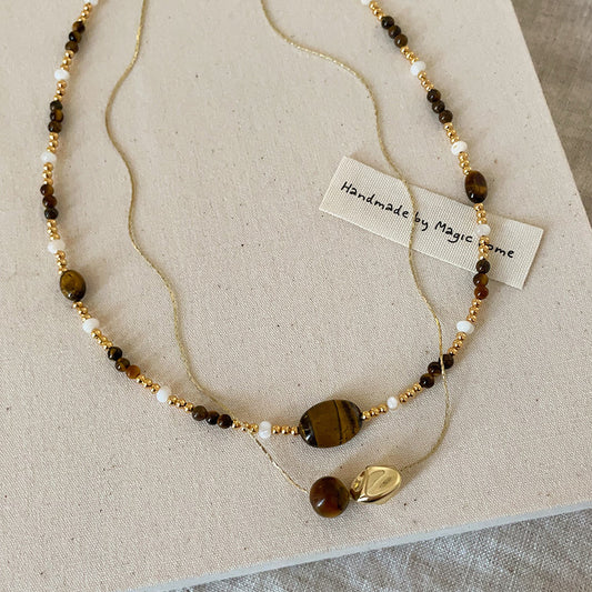 Women's Affordable Luxury Tigereye Beaded Stackable Unique Necklaces