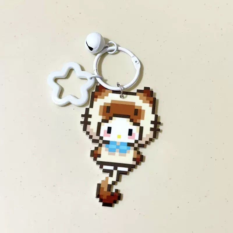 Pixel Cartoon Key Button Schoolbag Cute Acrylic Hang Decorations Hanging Ornaments