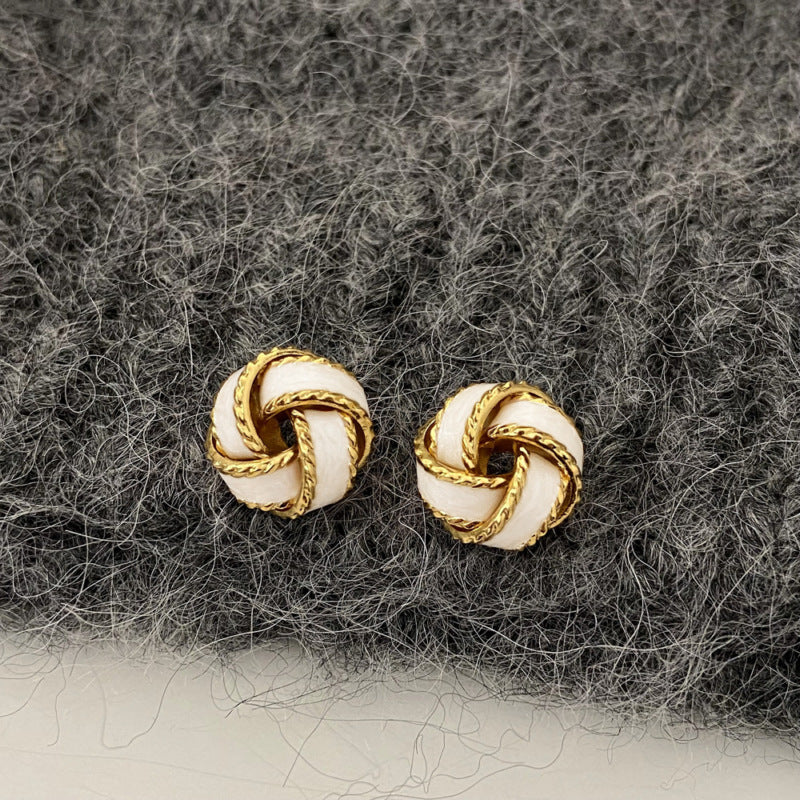 Women's Elegant Color Drip Glazed Twist Light Stud Earrings