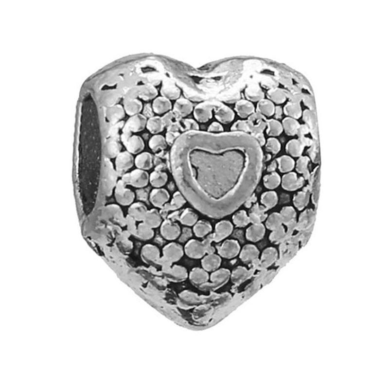 Alloy Large Hole Beads Hollowed Heart Shape Jewelry Accessories