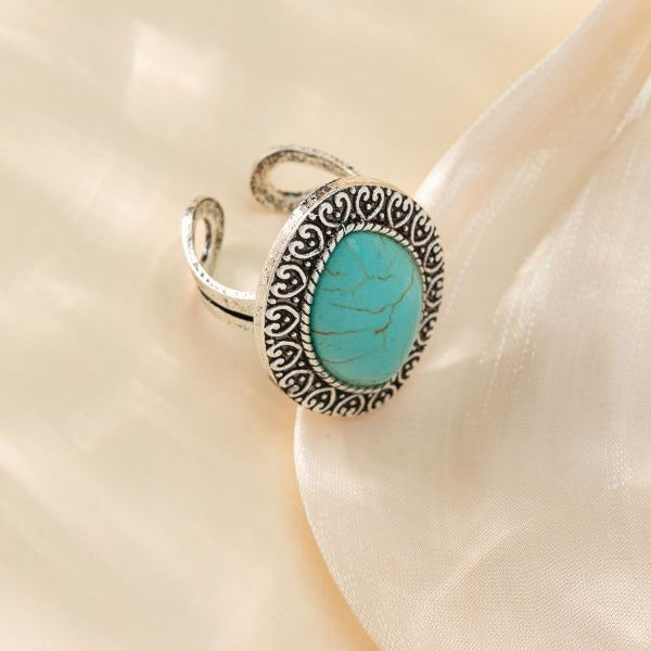 Women's Bohemian Retro Personalized Horse Eye Turquoise Ring