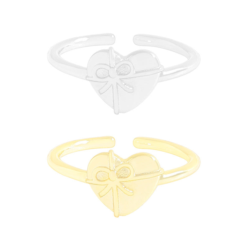 Women's Korean Style Special Interest Light Luxury Design Bow Rings