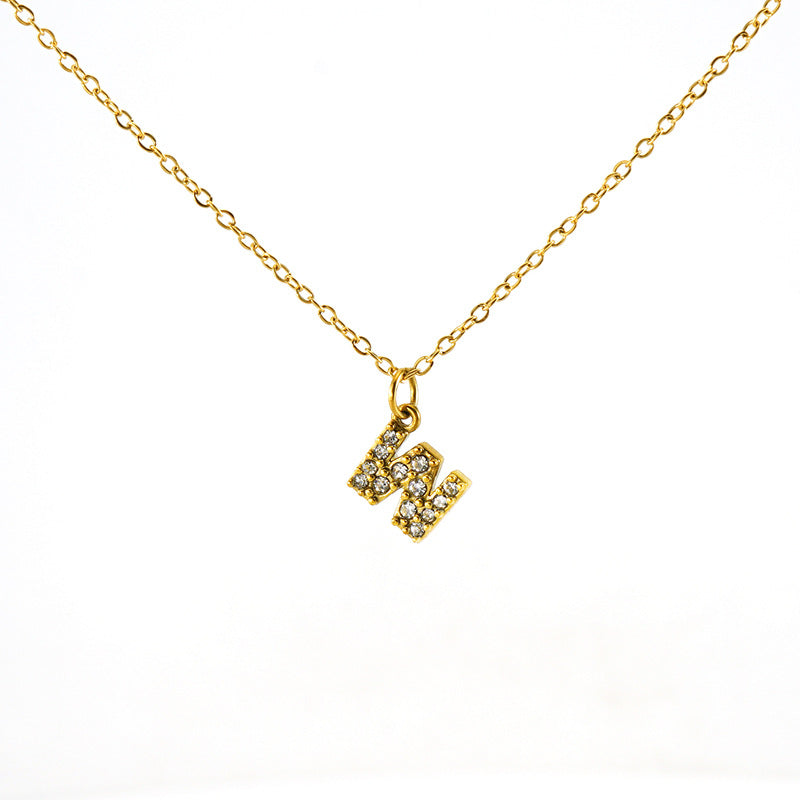 Women's Diamond Small Letter Simple Clavicle Chain Necklaces