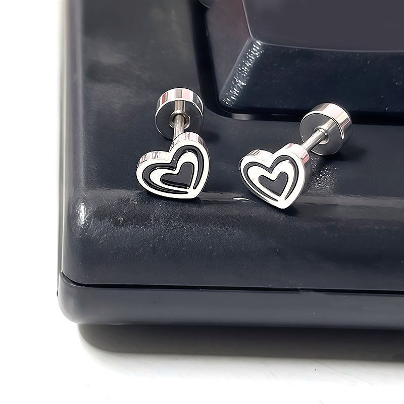 Titanium Steel Ear Simple Compact Four-leaf Clover Peach Heart Five-star Stud Earrings