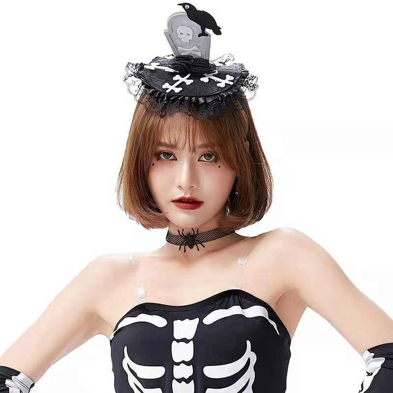 Black Spider Grid Adjustable Dark Goth Silk Collar