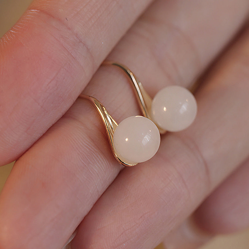Women's Cardamom Jade Ear Antique Retro Elegant Stud Earrings