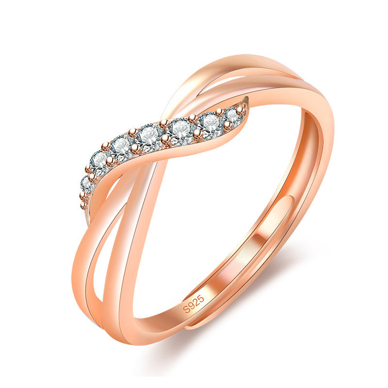 Rose Gold Plated Color Twisted Arm Curve Tail Ring