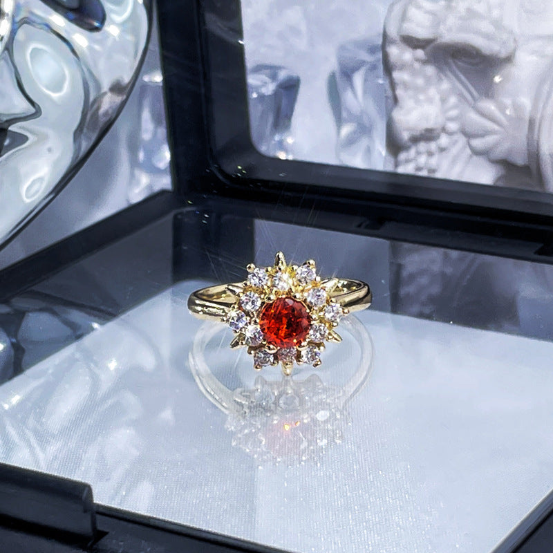 High-grade Red Diamond Open Female Minority Sweet Rings