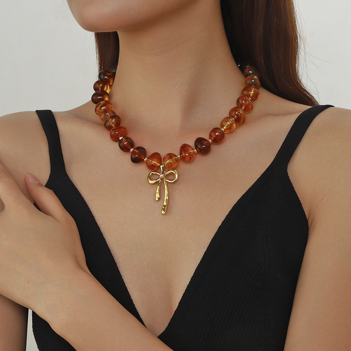 Multicolor Resin Beaded Boho Fashion Exquisite Versatile Exaggerated Necklace