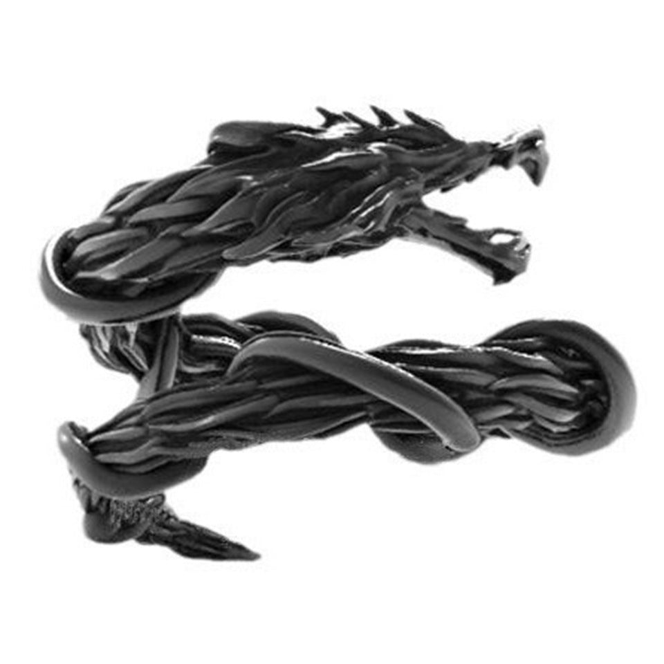 Men's Exquisite Black Dragon Winding Opening Adjustable Gothic Rings