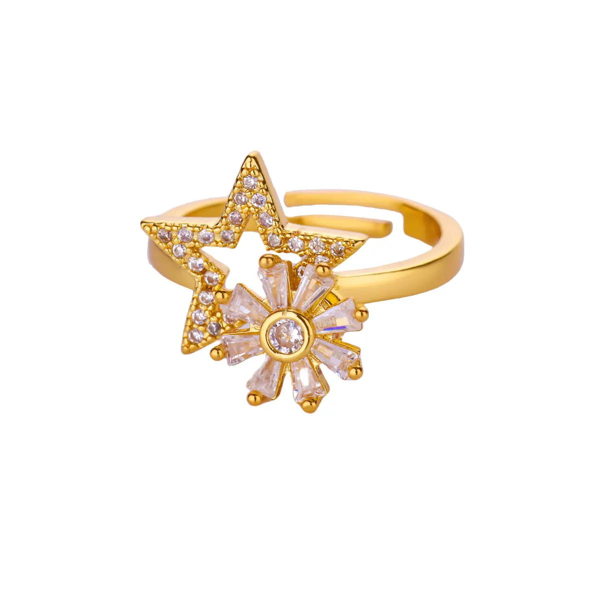 Women's Simple Rotatable Sunflower Decompression Open Rings