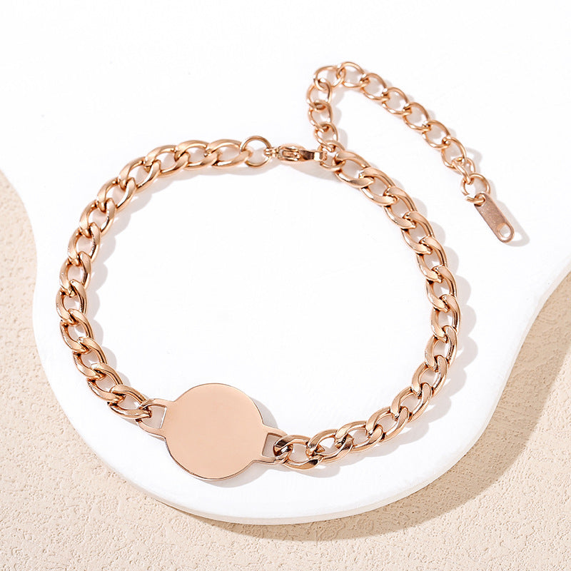 Blank No Words Material Stainless Steel Cuban Link Chain Laser Bracelet