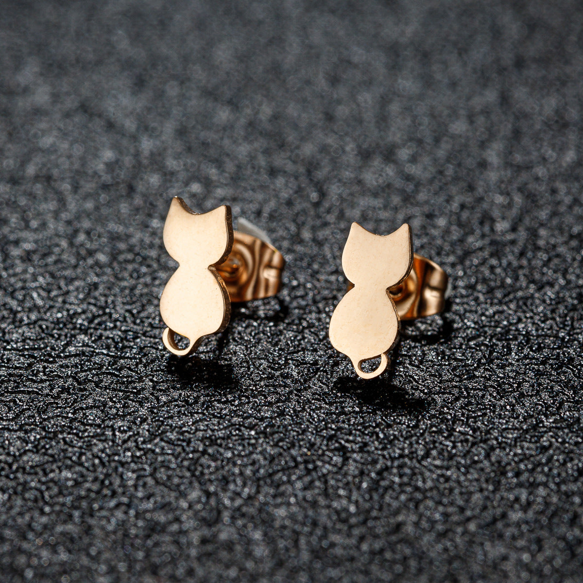 Stainless Steel Goldfish Bird Ear Design Ghost Skull Stud Earrings