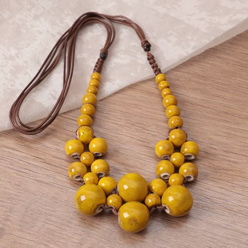 Beaded Ceramic Beads Bohemian Gravel Color Necklaces