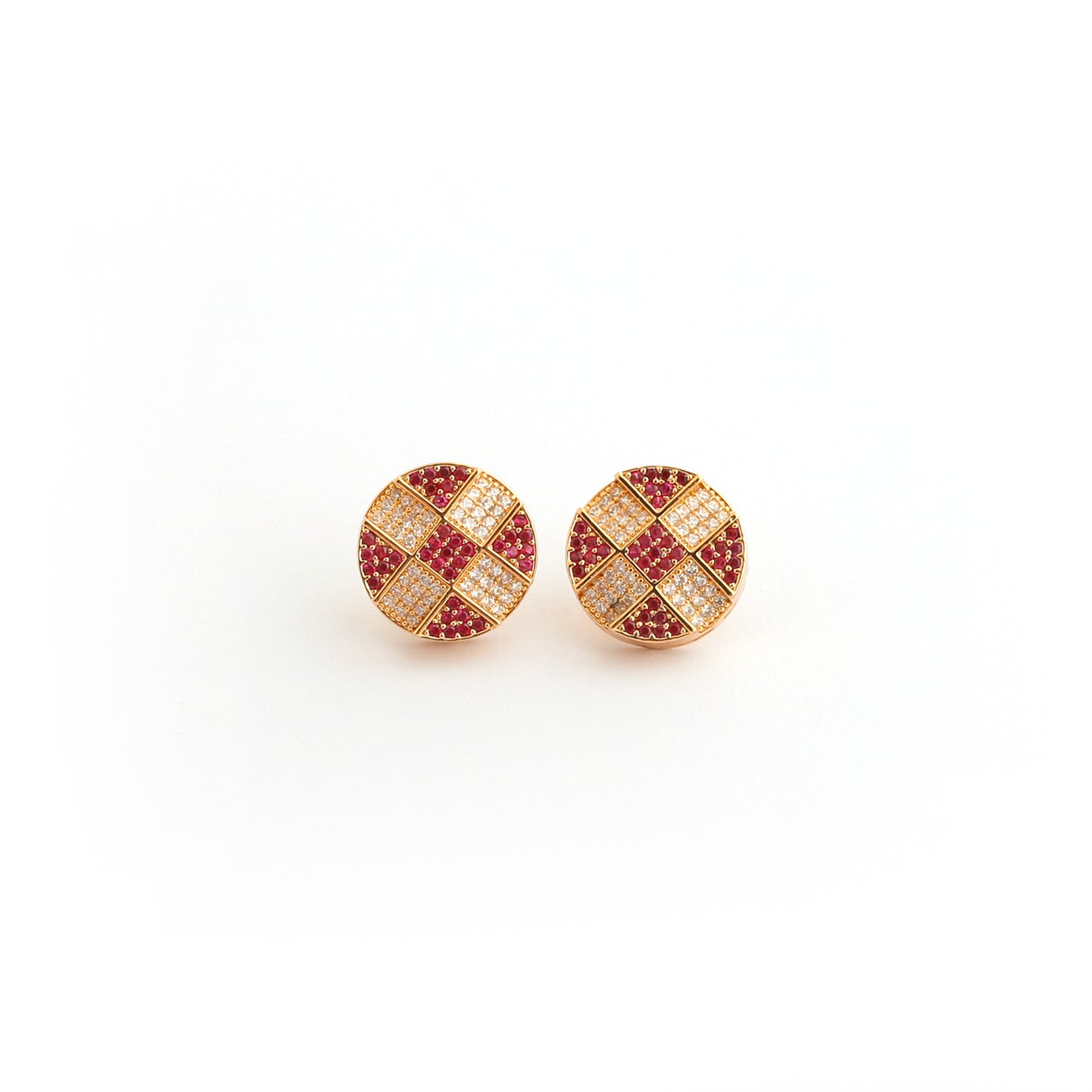 Real Gold Gaanized Enamel Diamond Retro Earrings