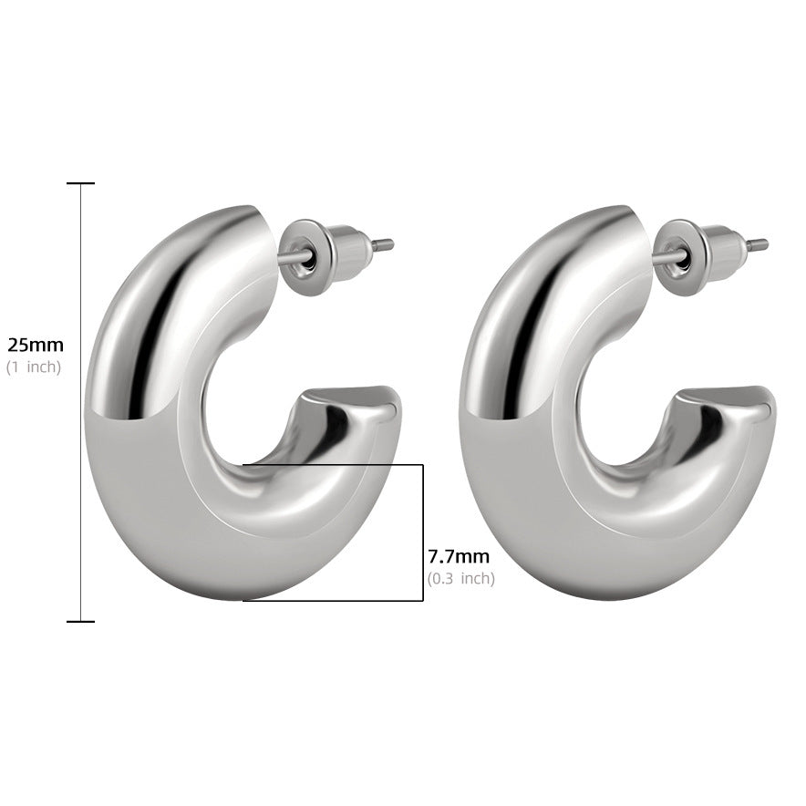 Steel Golden Smooth Hollow Simplicity Exaggeration Earrings