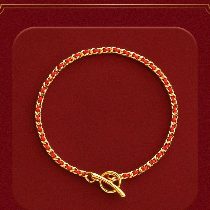Women's Gold-plated Red Rope French Little Yellow Gold Carrying Bracelet
