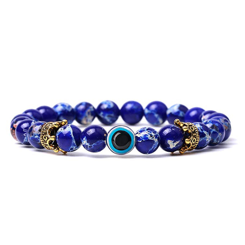 Women's & Men's Natural Turquoise Crown Evil Eye Stone Bracelets