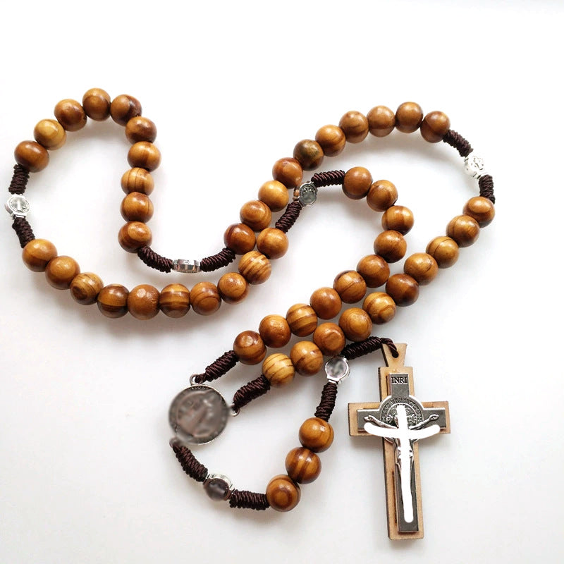 Retro Light Wooden Bead Hand-woven Beads Necklace