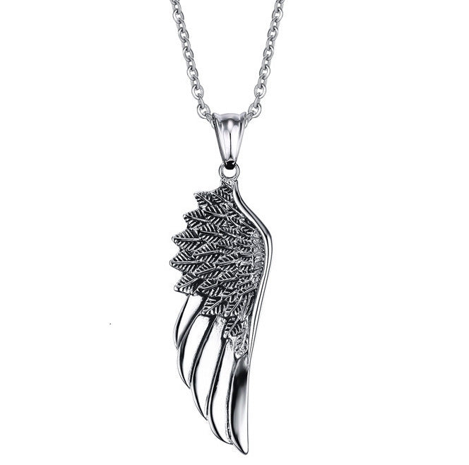 Male Feather Titanium Steel Personalized Boys Necklaces