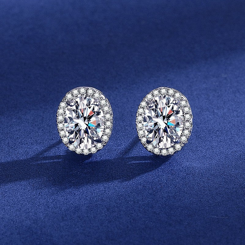 Moissanite Ear Female With Hearts Sterling Earrings