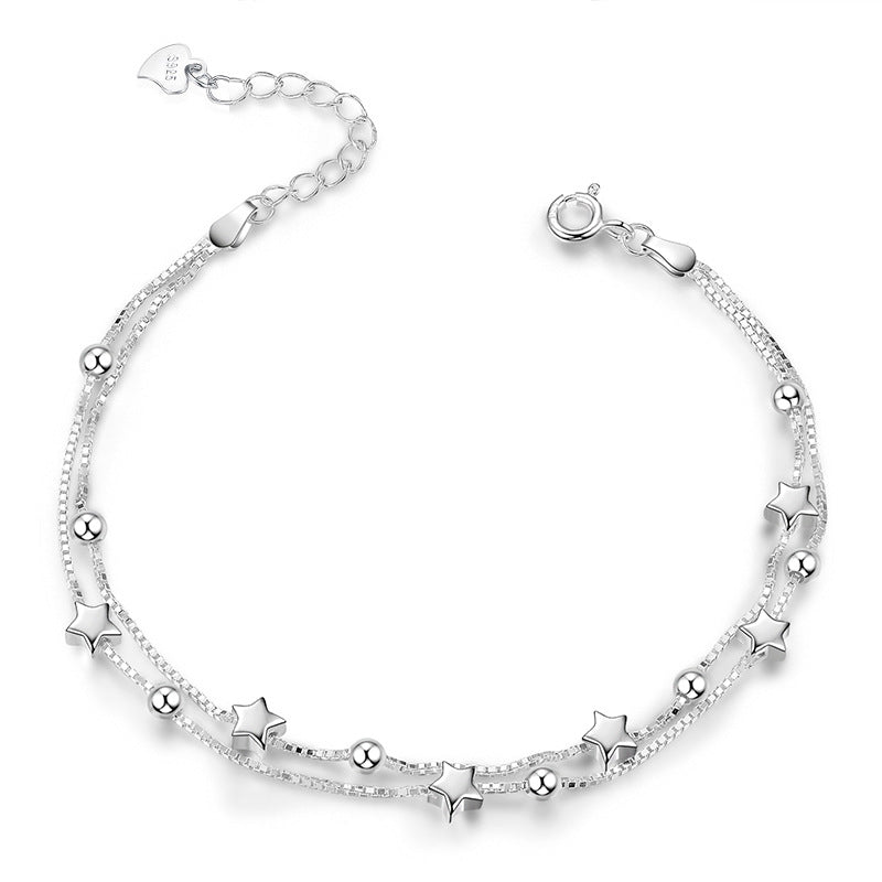 Women's Sier-plated Star Korean Fashion Five-pointed Simple Bracelets