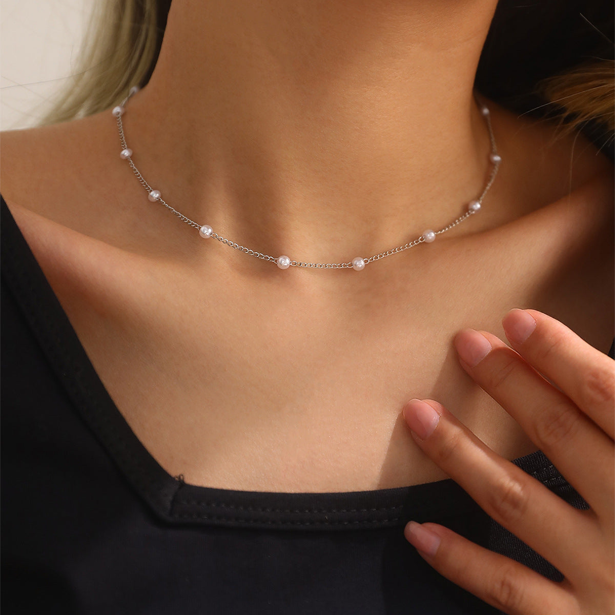 Simple Ball Clavicle Chain Personalized Imitation Pearl Female Exquisite Collar