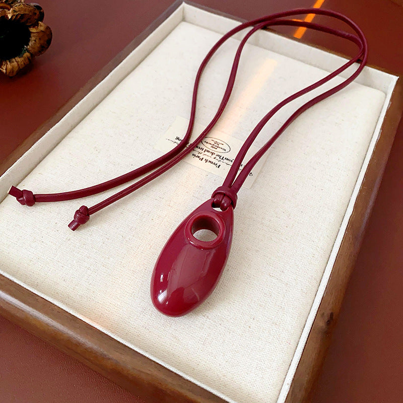 Style Long Leather Pull Key Case Necklaces