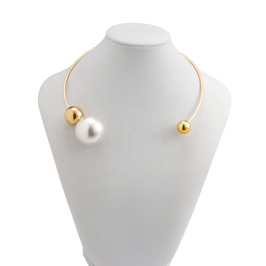 Simple Geometric Personality Ball Clavicle Chain Design Open Cold Collar