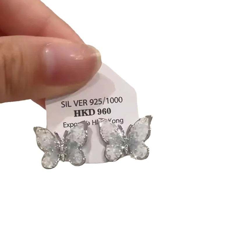 Women's High Sense Light Luxury Temperament Crystal Butterfly Summer Earrings