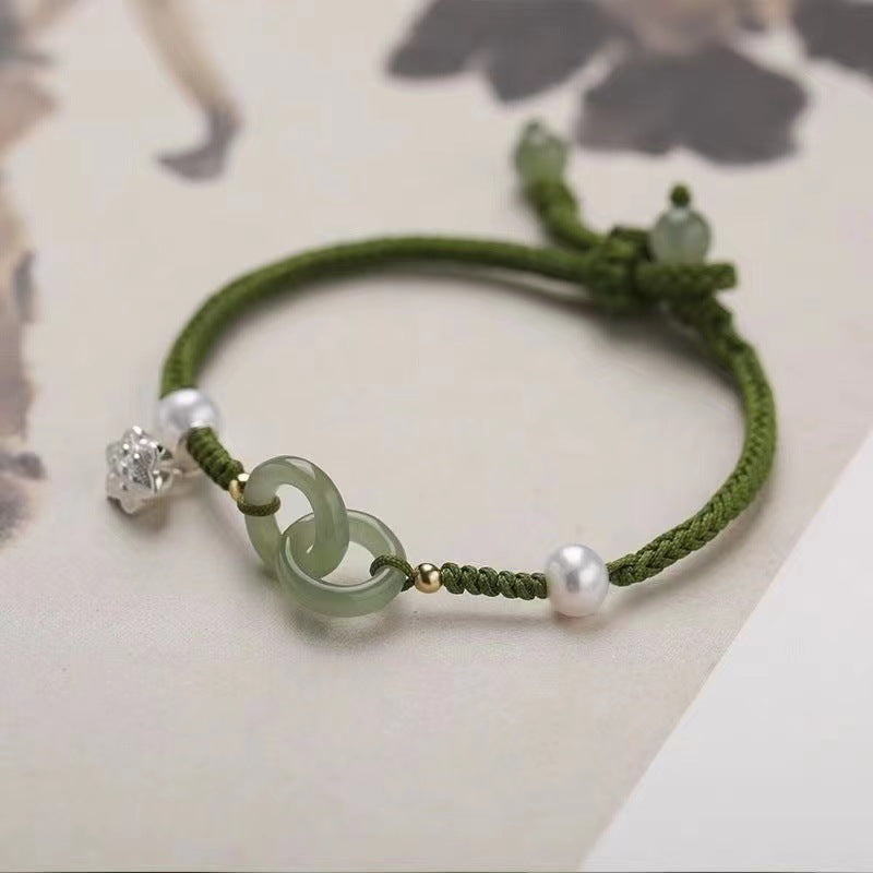 Ethnic Style Double Buckle Lifetime Jade Bracelets