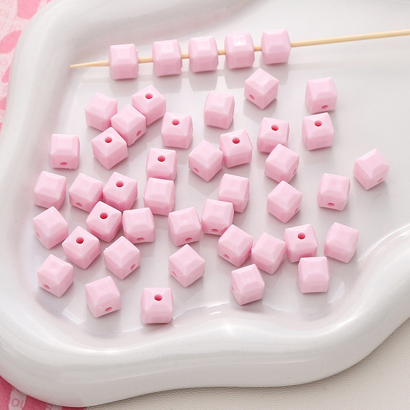 Acrylic Solid Color Imitation Glass Three-dimensional Square Jewelry Accessories