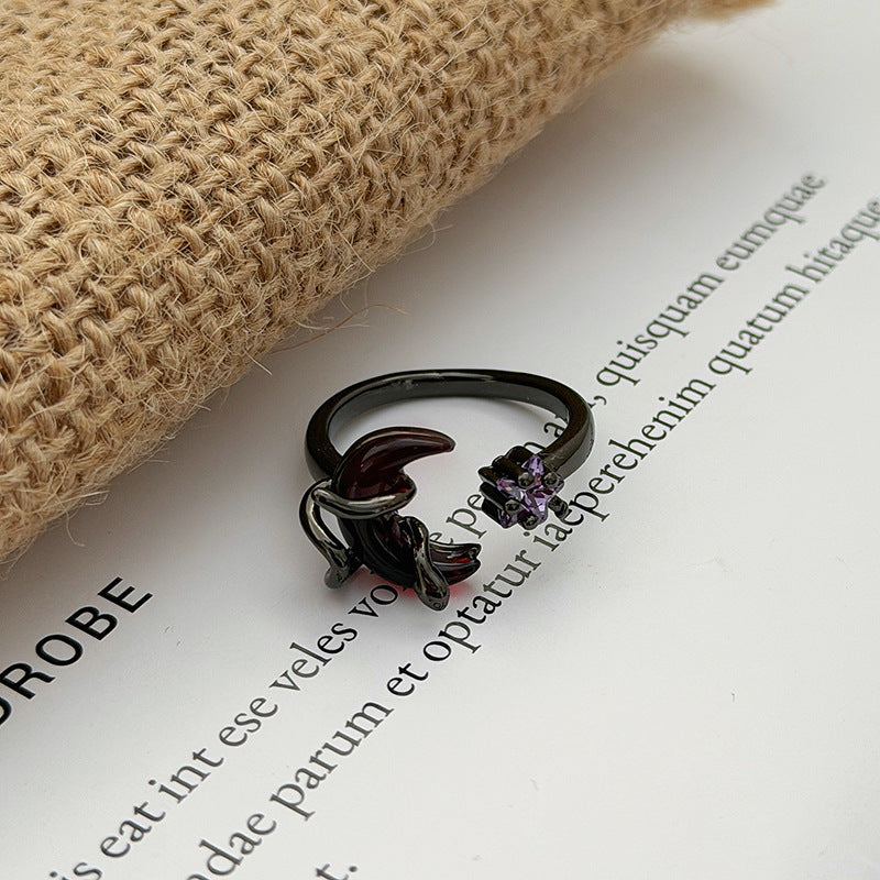 Love Heart Thorns Open Niche Trendy Cool Neutral Twin Index Ring