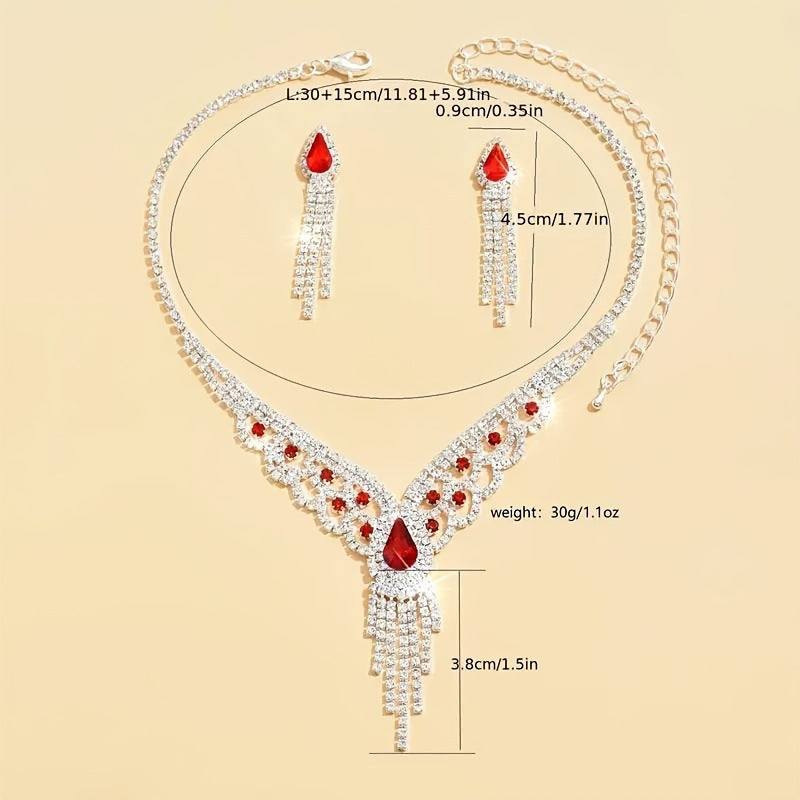 Kit Zircon Wings Water Drop Wedding Dinner Party Formal Jewelry Set